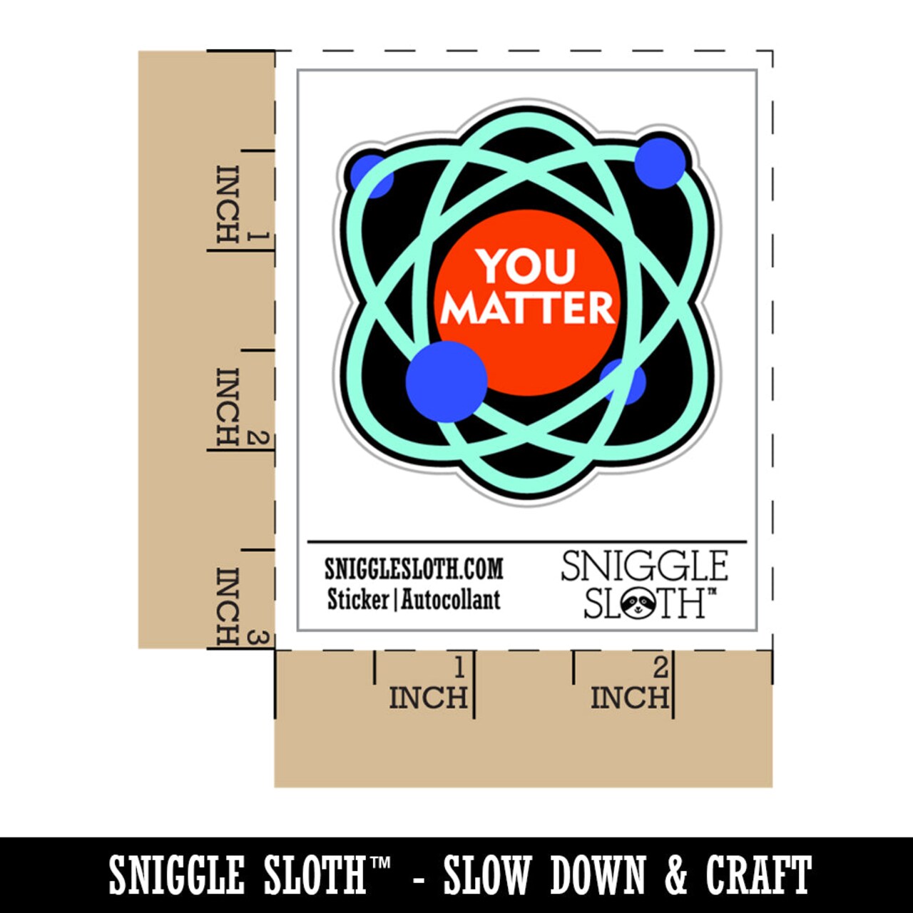 You Matter Atom Science Geek Nerd Positive Waterproof Vinyl Phone Tablet Laptop Water Bottle Sticker Set - 5 Pack